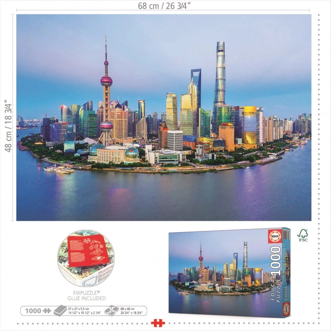 Educa puzzle panorama Shanghai la apus de soare 1000 piese