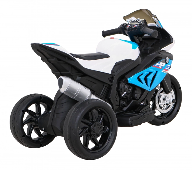 BMW HP4 Motocicletă pentru copii pe baterie Albastru + 3 roți + LED + MP3 USB + Piele Eco
