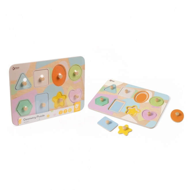 Puzzle lemn forme geometrice Classic World 9 piese