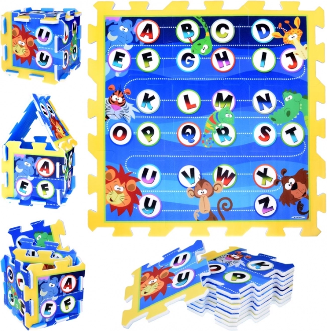 Puzzle din spumă – covoraș educativ alfabet junglă 93 × 93 cm