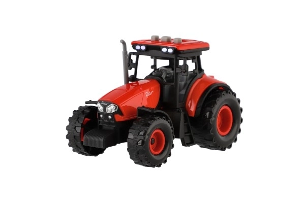 Tractor Zetor cu remorcă din plastic 36cm cu inerție pe baterii cu lumină și sunet