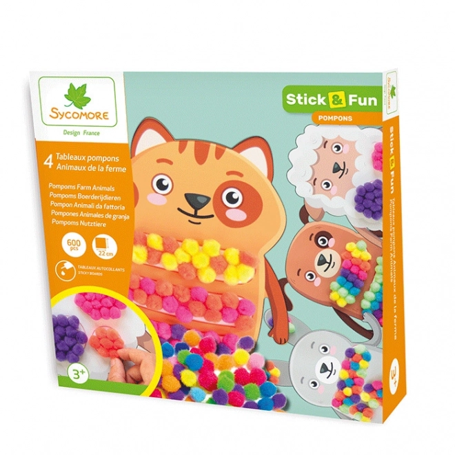 Set creativ Stick & Fun cu pompoane pentru animale domestice