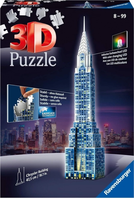 Puzzle 3D RAVENSBURGER ediție de noapte Chrysler Building cu lumini LED