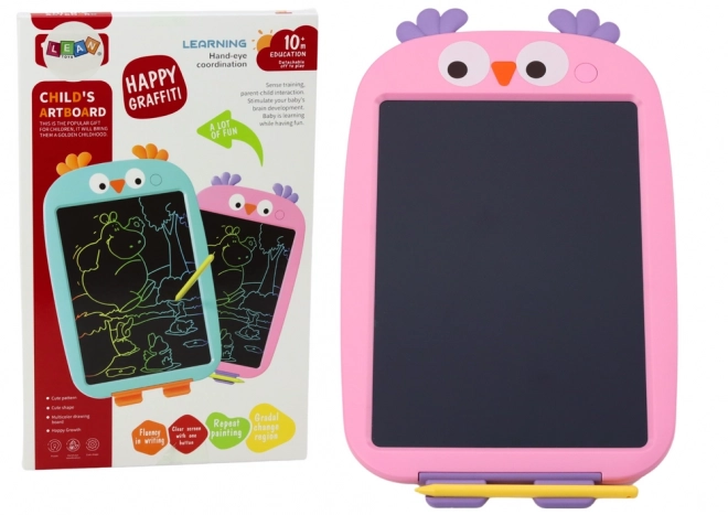 Tablet grafic pentru desen pentru copii roz cu motiv de pasăre