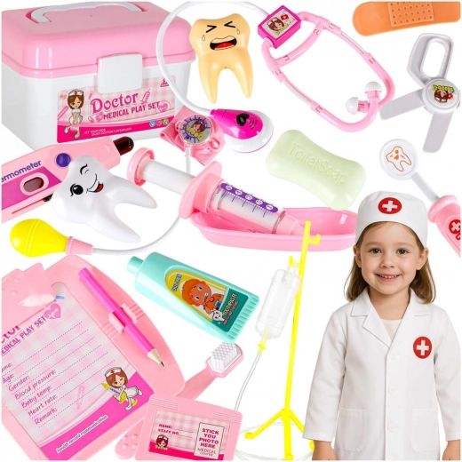 Tăsuță plină cu accesorii pentru medic și dentist