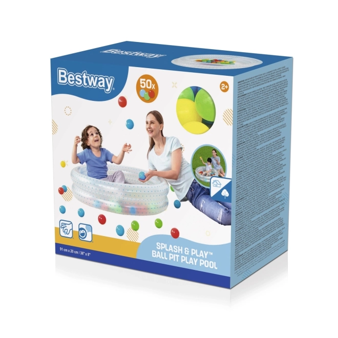 Piscină gonflabilă 2 în 1 cu bile BESTWAY – cu buline albastre