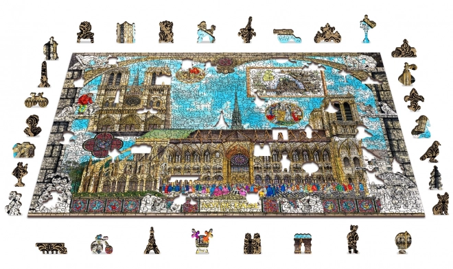 puzzle din lemn catedrala notre-dame 2 în 1