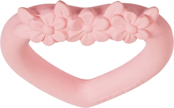 Inel de dentiție din cauciuc natural Inimă roz