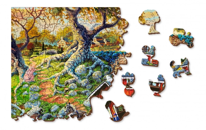 puzzle de lemn poduri rurale 2 în 1, 505 piese