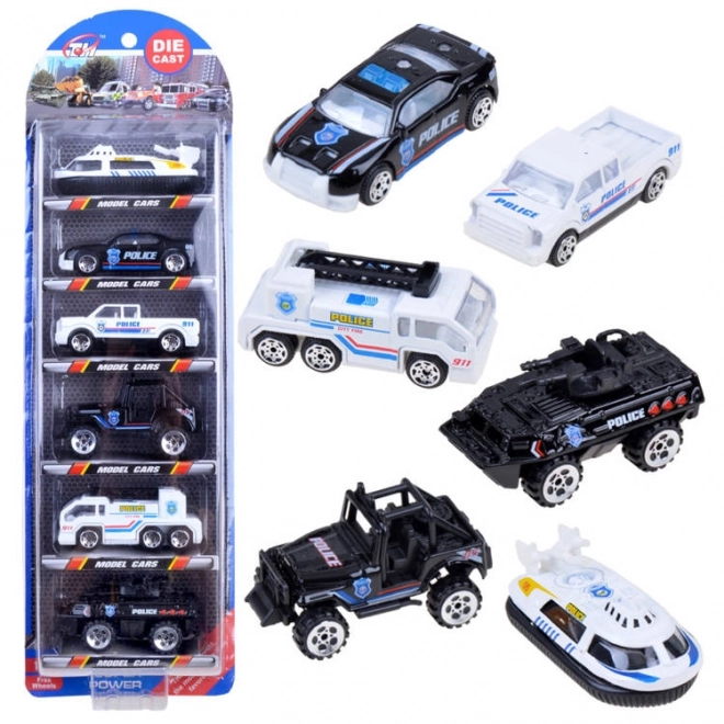 Set 6 mașinuțe metalice mix vehicule – poliție