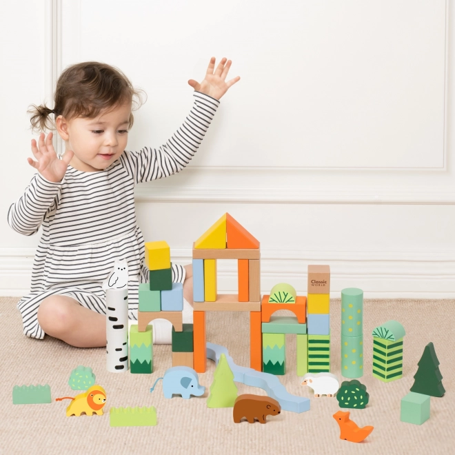 Cuburi Creative din Lemn Lumea Pădurii Classic World 50 buc