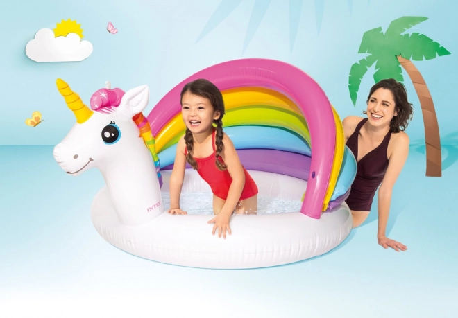 Piscină gonflabilă Unicorn cu acoperiș pentru copii - Intex