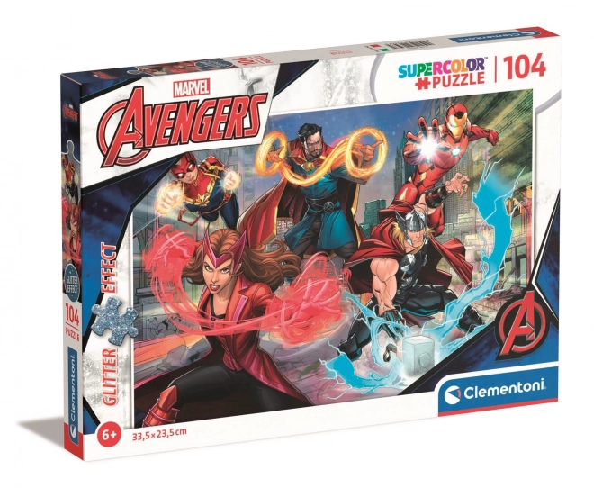 Puzzle cu sclipici Marvel: Avengers 104 piese