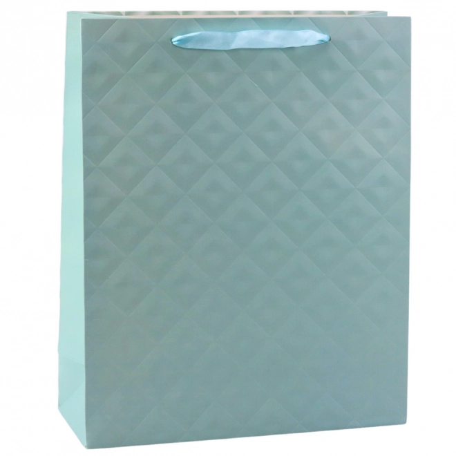 Pungă cadou cu embossment albastru turcoaz 32 x 26 x 10 cm