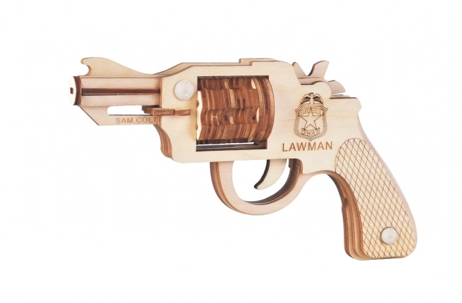 Puzzle 3D din lemn Pistol cu benzi elastice Revolver Colt