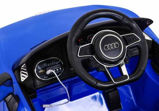 Mașină electrică Audi R8 albastră pentru copii cu pilot și MP3