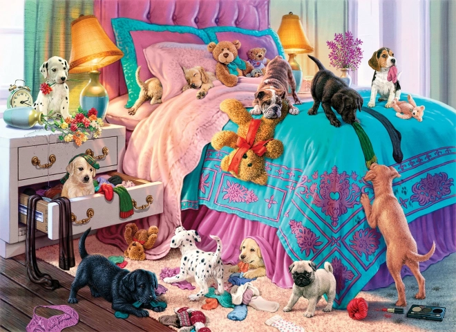 Puzzle din lemn cățelușii neastâmpărați