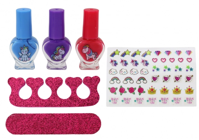 Set de frumusețe cu machiaj în cufăr roz unicorn