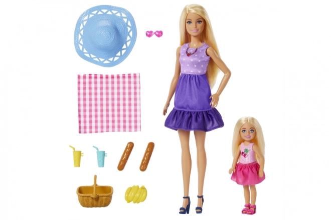 Păpuși Barbie și Chelsea la picnic