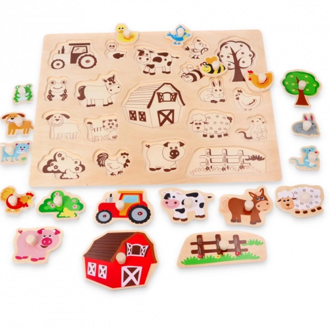 Puzzle de lemn mare La fermă