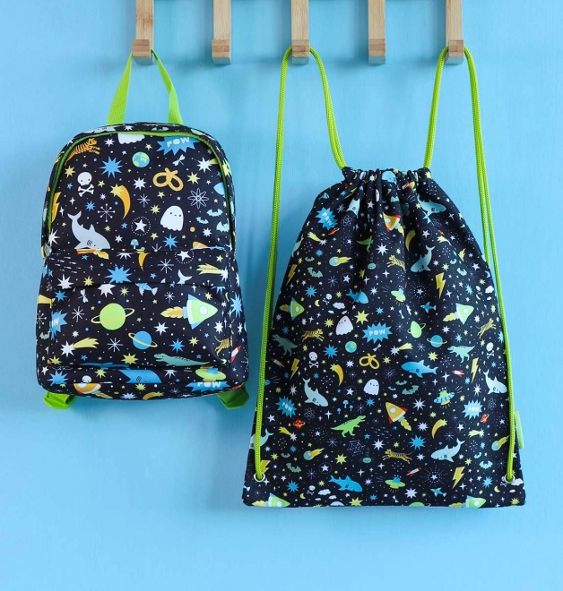 A Little Lovely Company sac de sport pentru copii cu motiv spațial