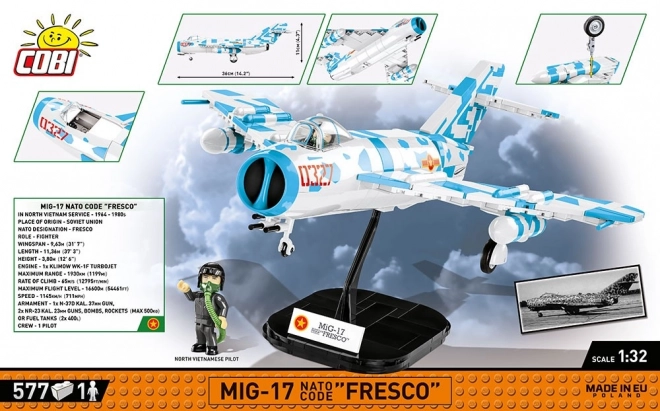 Statuetă COBI Mig-17 Fresco din Războiul din Vietnam, la scară 1:32