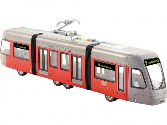 Tramvai cu mecanism de inerție cu lumini și sunete în limba cehă