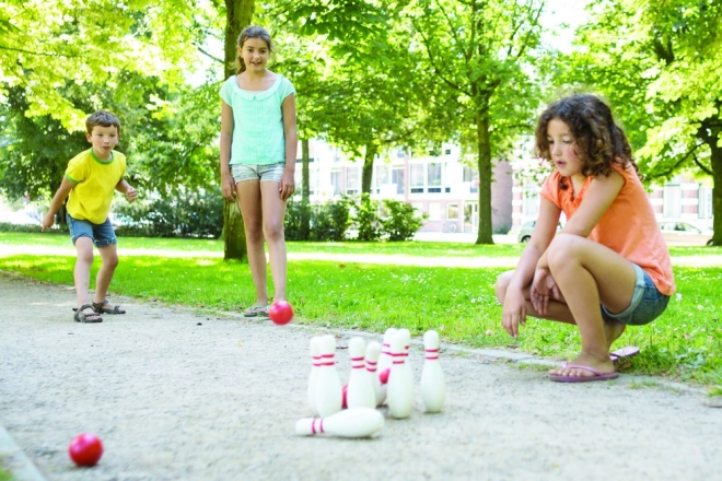 Set bowling din lemn pentru copii