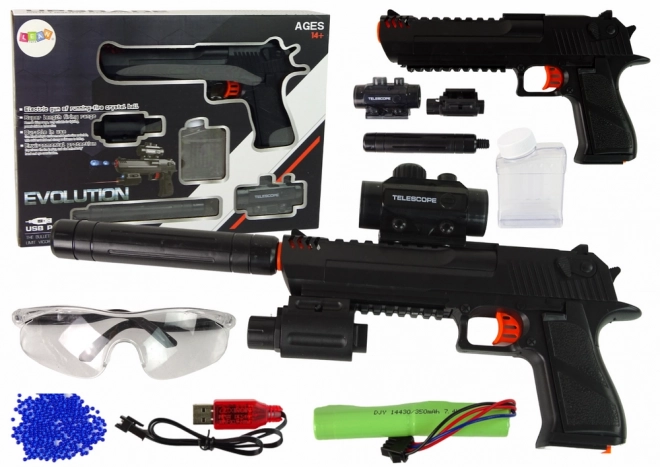 pistol electric cu bile set negru 20 metri