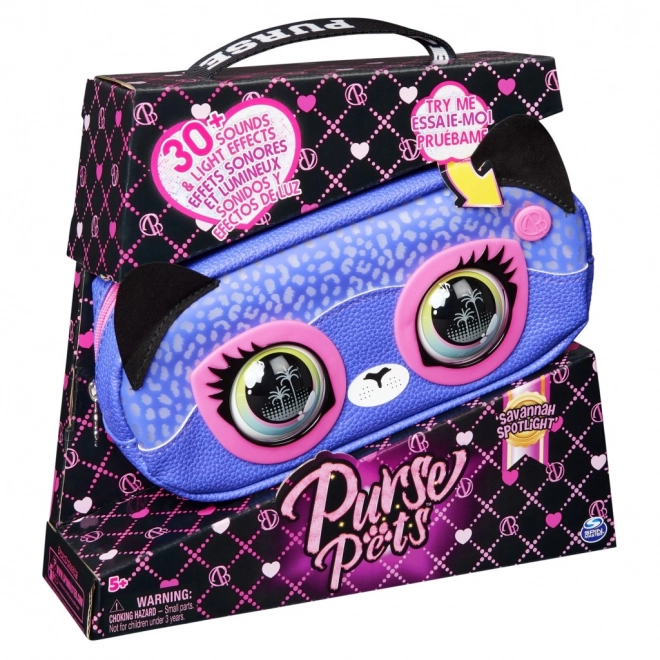 Borsetă interactivă cu model Leopard Purse Pets