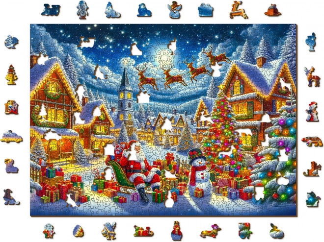 Puzzle din lemn Drumul festiv al lui Moș Crăciun