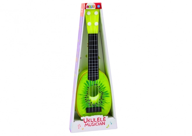 Mini ukulele pentru copii cu model kiwi verde