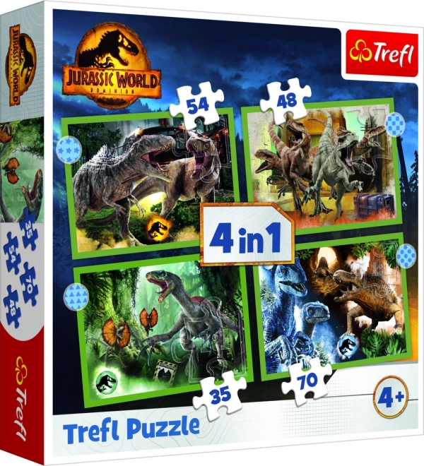 Puzzle 4 în 1 Dinozauri periculoși Jurassic World