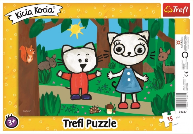 Puzzle Kicia Kocia Kittykit în pădure 15 piese