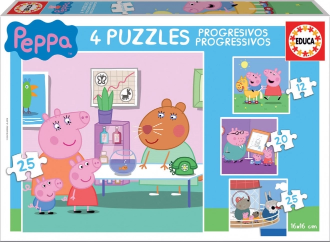 Puzzle Educa Peppa Pig 4 în 1