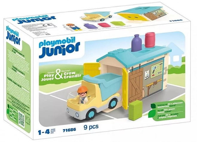 Set cu camion și garaj cu funcție de sortare pentru copii
