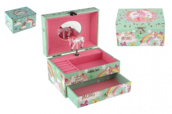 Cutie muzicală pentru bijuterii cu model unicorn