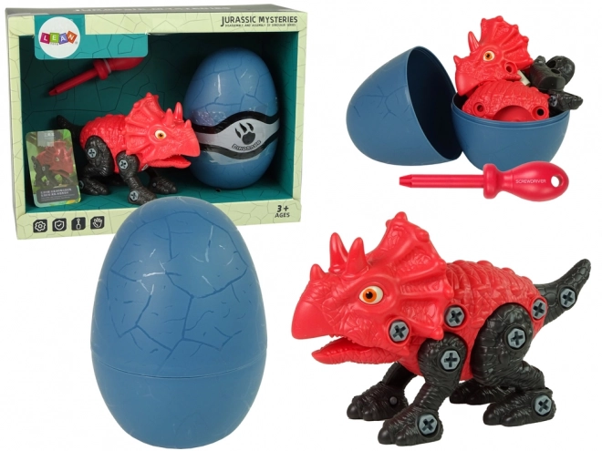 Set de dinozaur triceratops din jurassic park cu ou și șurubelniță diy