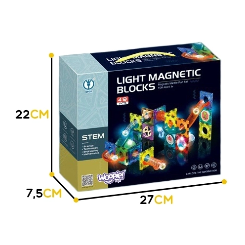 Set construcții magnetice cu bile luminoase Woopie