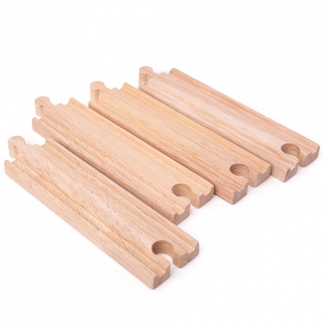 Șine drepte lungi Bigjigs Rail 21 cm set 4 bucăți