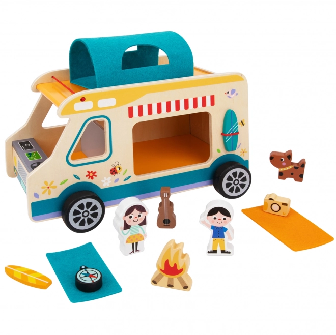 Camper de lemn cu accesorii Tooky Toy