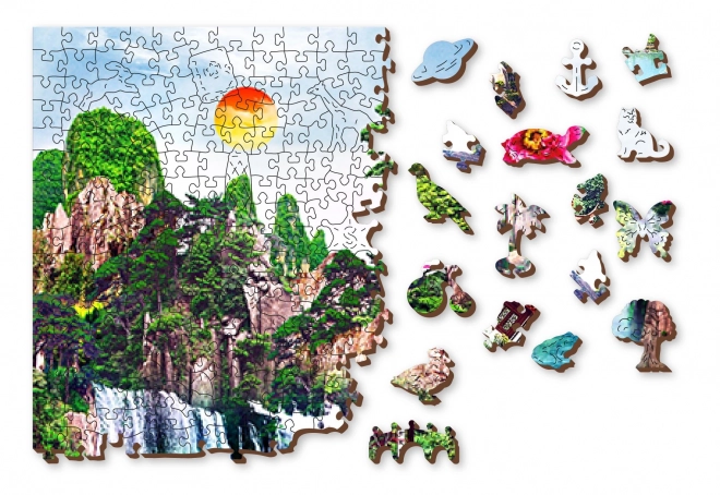 Puzzle din lemn Cascadele în grădina japoneză