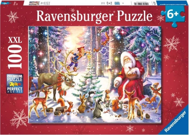 Puzzle de Crăciun în Pădure XXL de la Ravensburger 100 piese