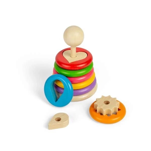 Bigjigs Toys aranjarea formelor pe suport din lemn