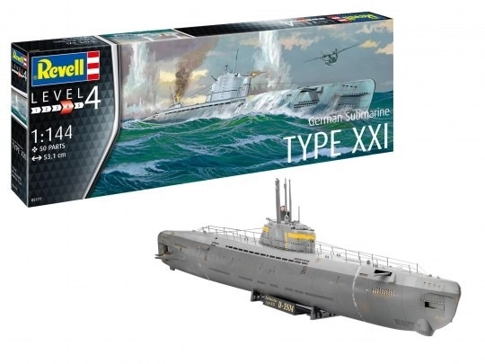 Model plastic submarin nemțesc Tip XXI la scară 1/144