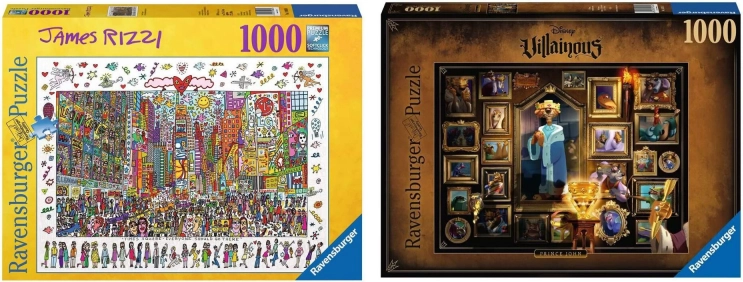 Ravensburger set 2× puzzle 1000 piese – DISNEY VILLAINOUS: Prince John și JAMES RIZZI: Times Square