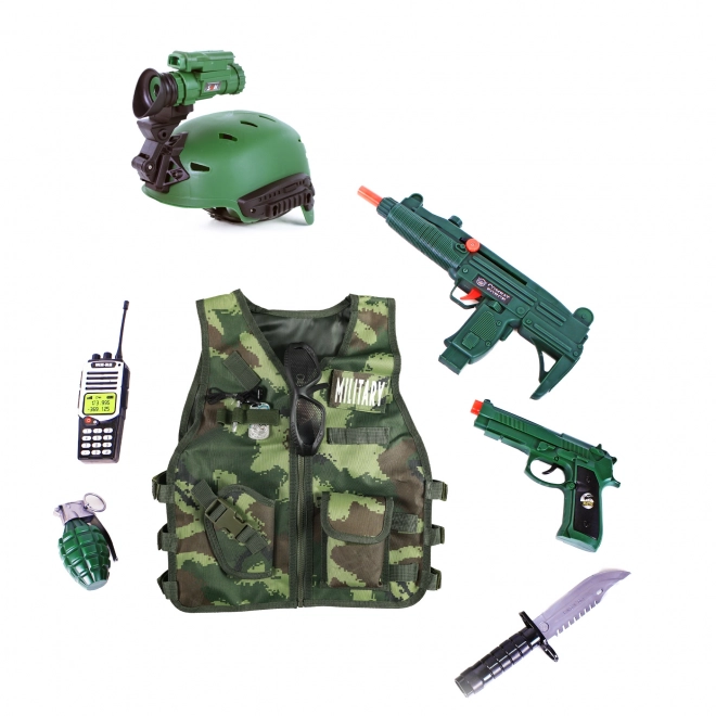 Set vestă militară copii cu accesorii