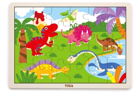 Puzzle din lemn cu dinozauri