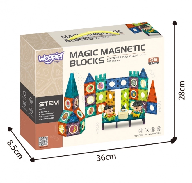 Set de construcții magnetice Woopie castel 98 piese