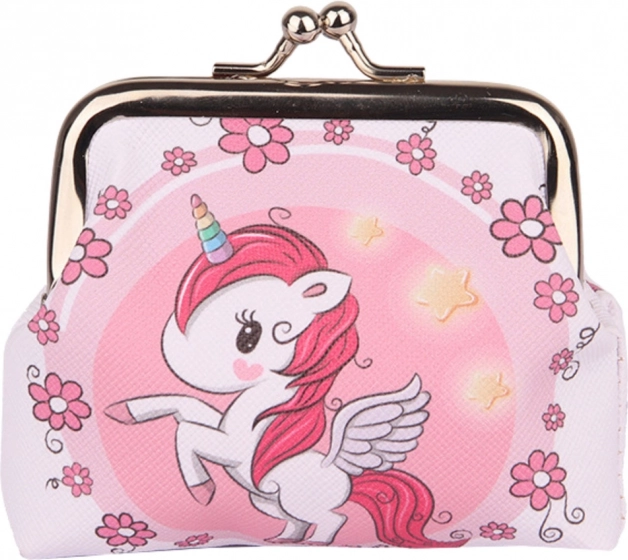 Portofel pentru copii cu unicorn și flori 10x9 cm